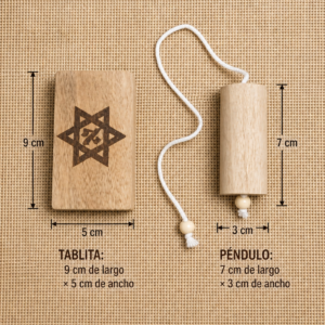 PÉNDULO HEBREO + TABLITA DE DESCARGA – 7 × 3 CM